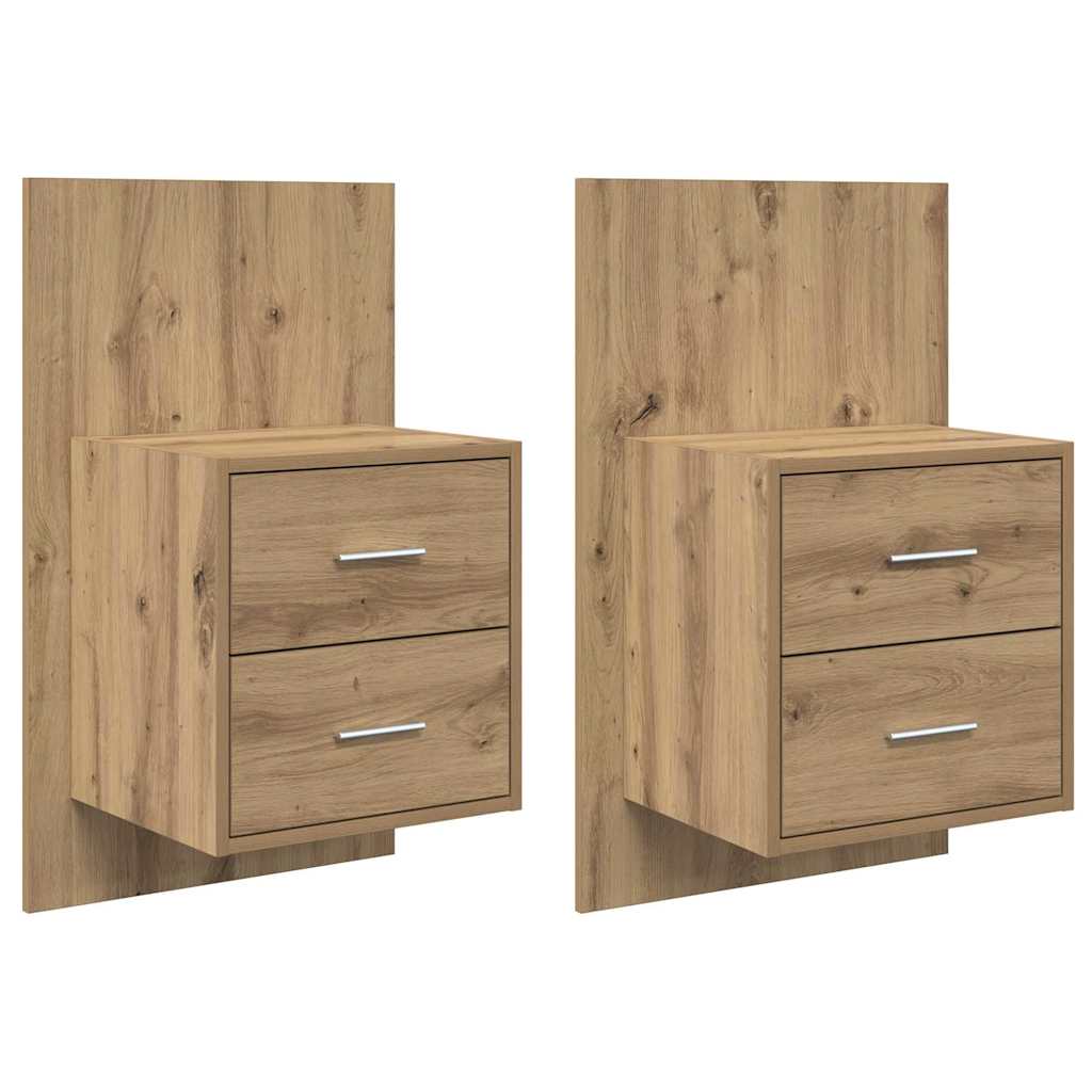 vidaXL Wandmontiertes Nachttischchen Wandmontiert 2 pcs Artisan-Eiche