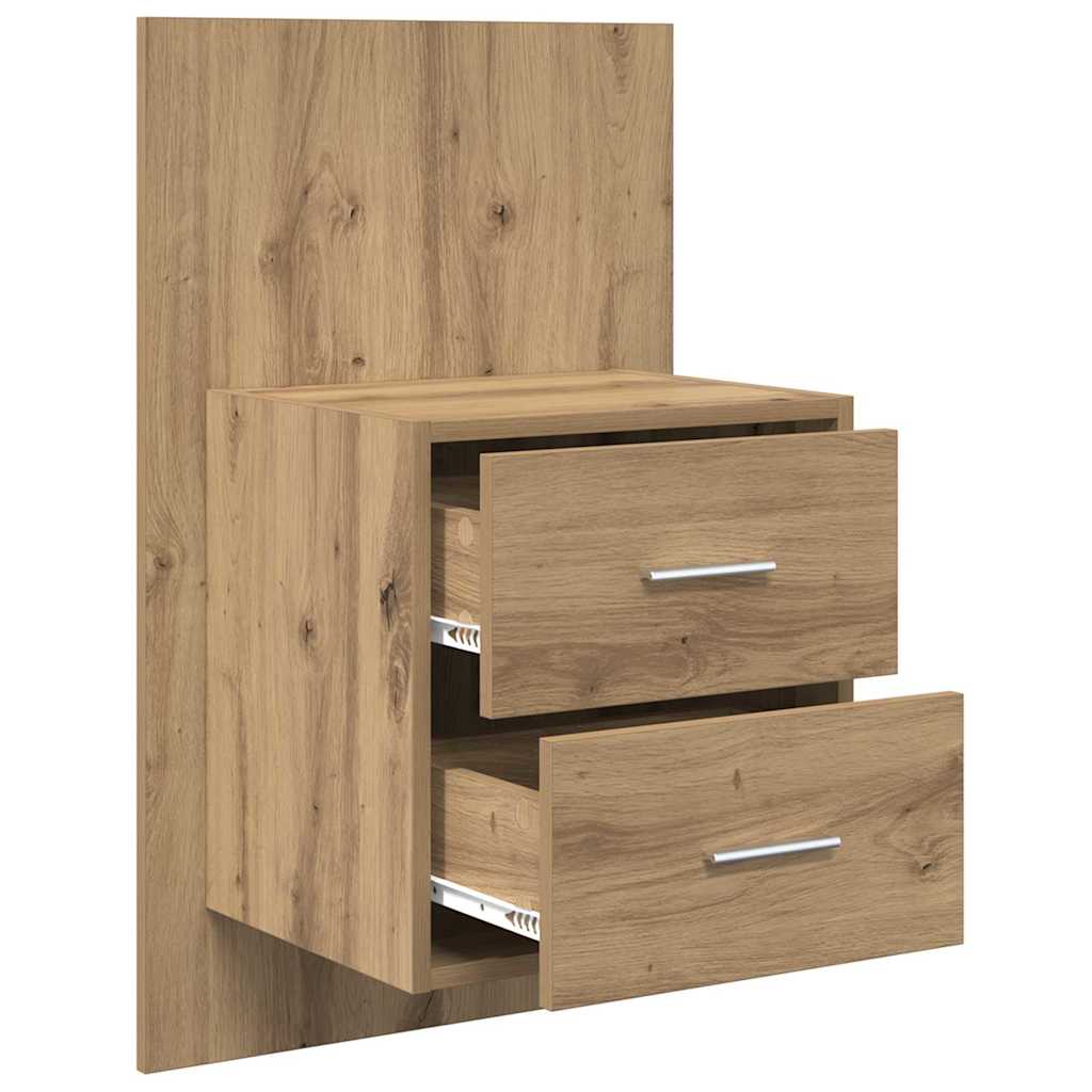 vidaXL Wandmontiertes Nachttischchen Wandmontiert 2 pcs Artisan-Eiche