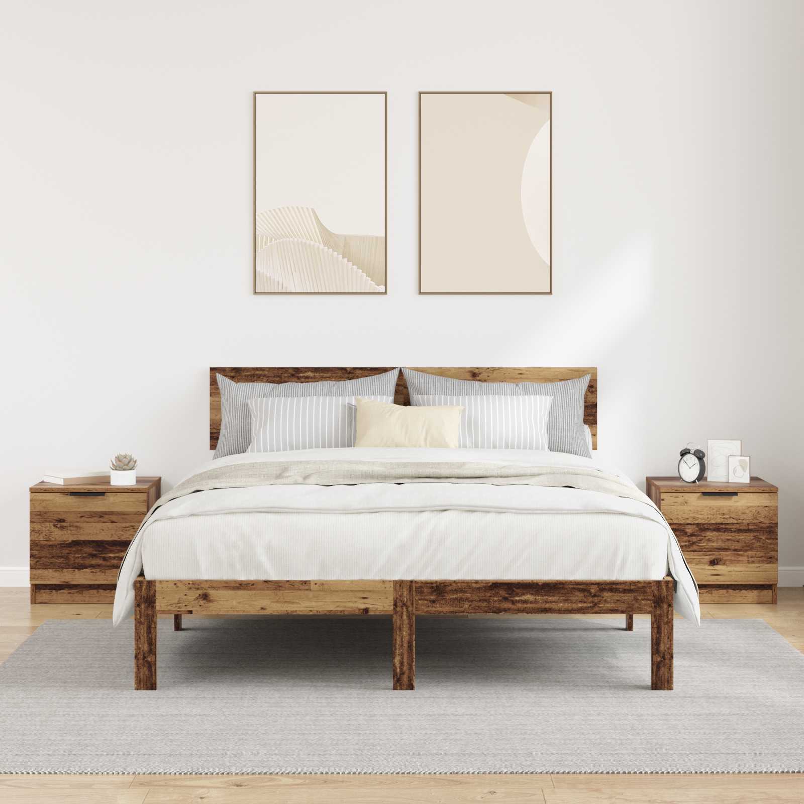 vidaXL Bettschrank 2 pcs Altholz 40 x 39 x 40 cm Holzwerkstoff