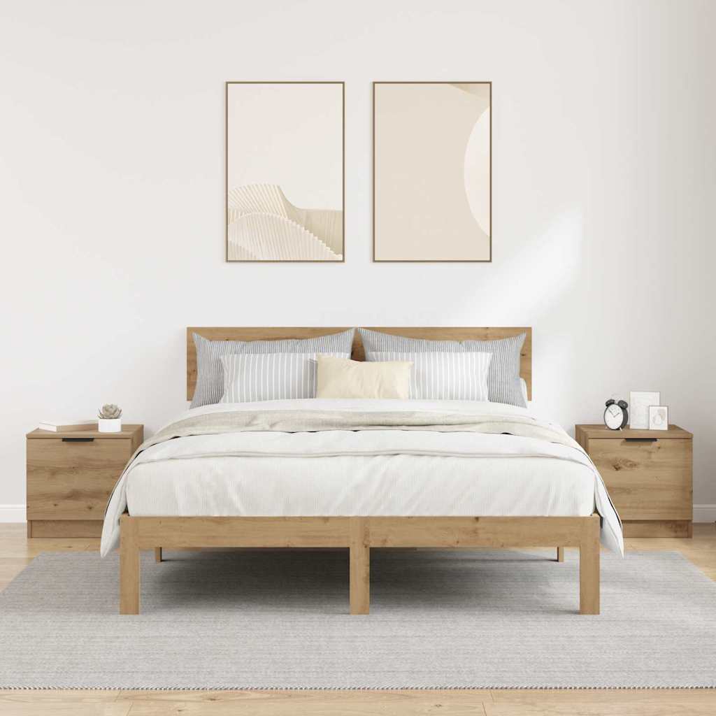 vidaXL Bettschrank 2 pcs Artisan-Eiche 40 x 39 x 40 cm Holzwerkstoff