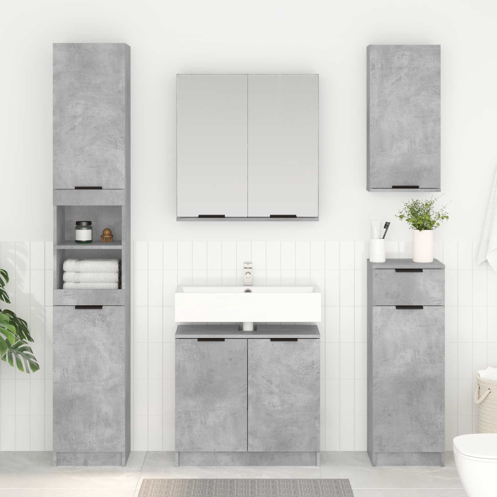 vidaXL Badezimmerschrank Beton Grau 64,5 x 33,5 x 59 cm Holzwerkstoff