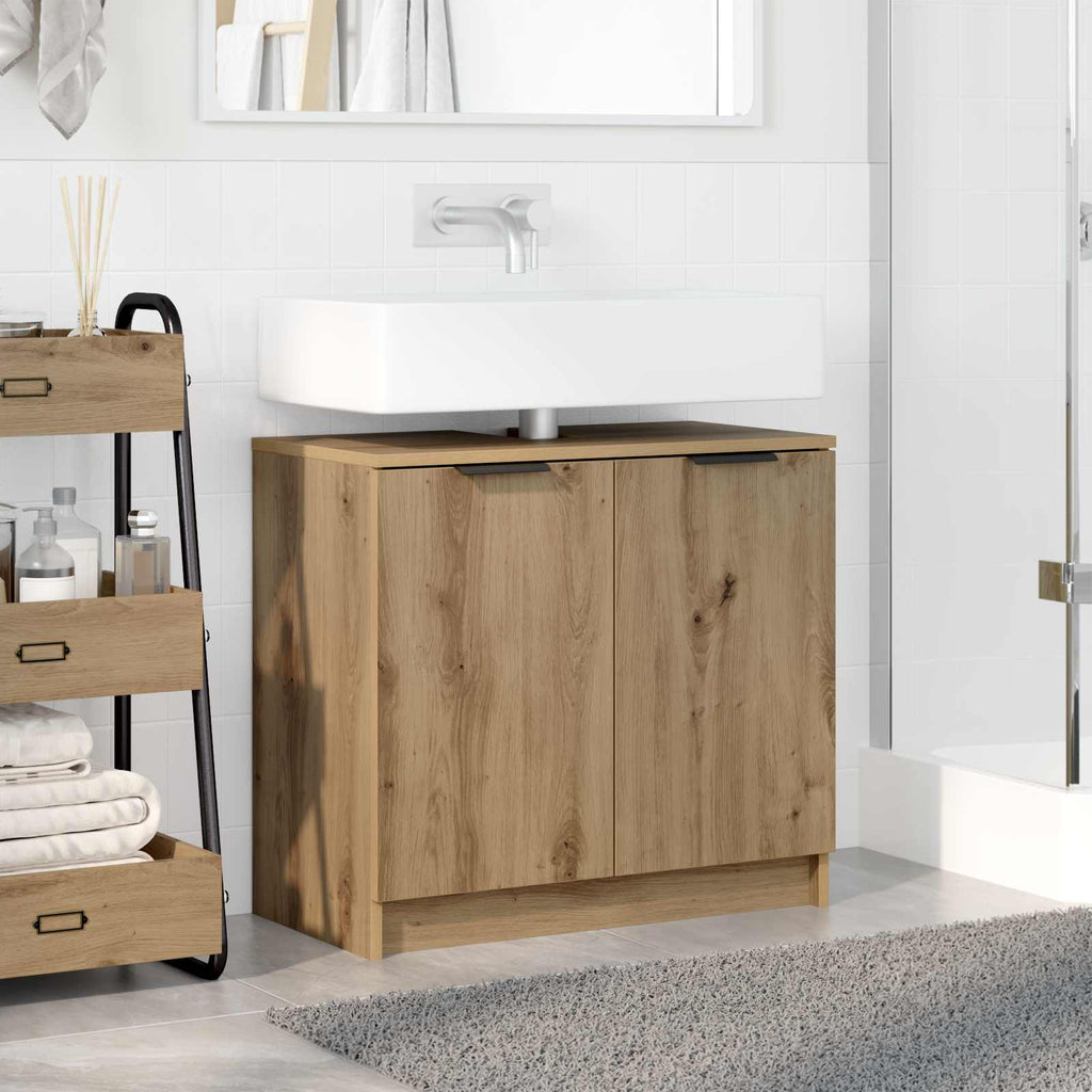 vidaXL Badezimmerschrank mit Tür Artisan-Eiche 64,5 x 33,5 x 59 cm