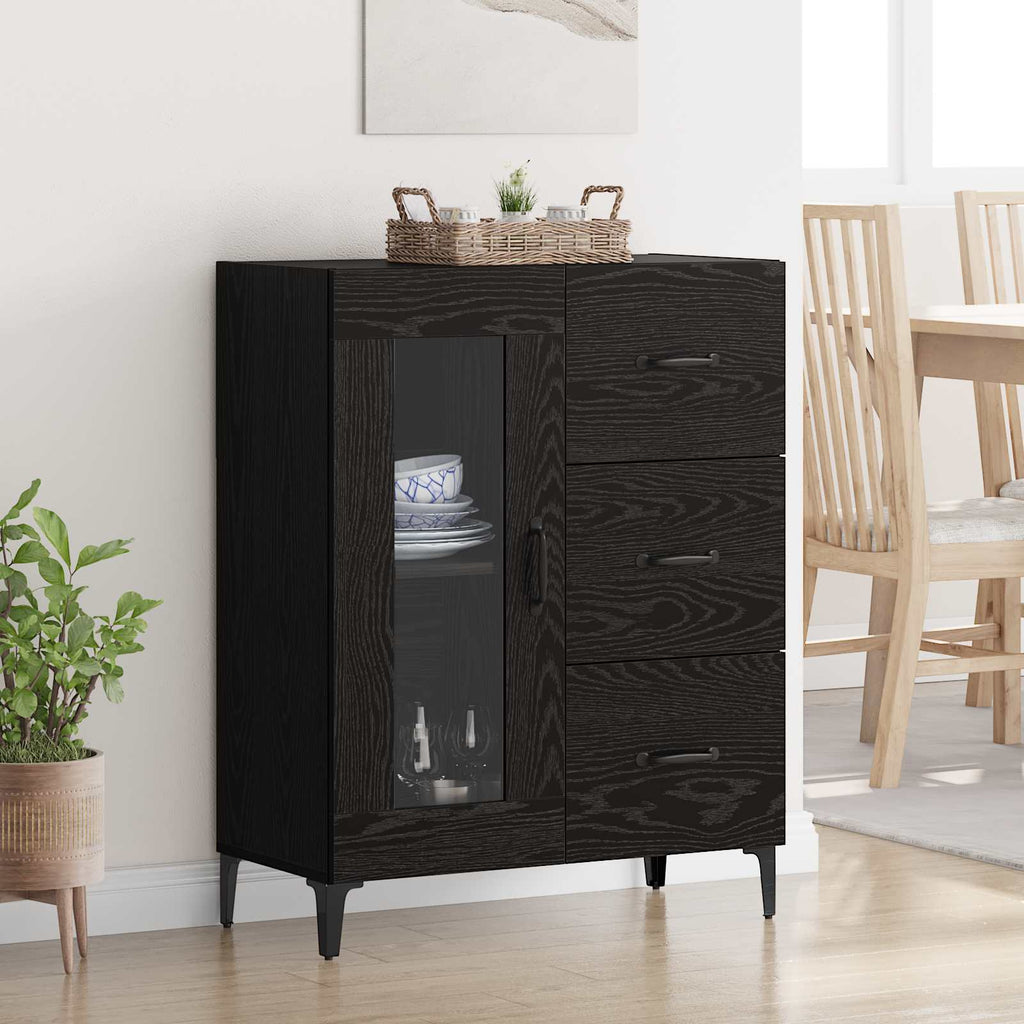 vidaXL Sideboard mit Schubladen Schwarz Eichen-Optik 69,5 x 34 x 90 cm