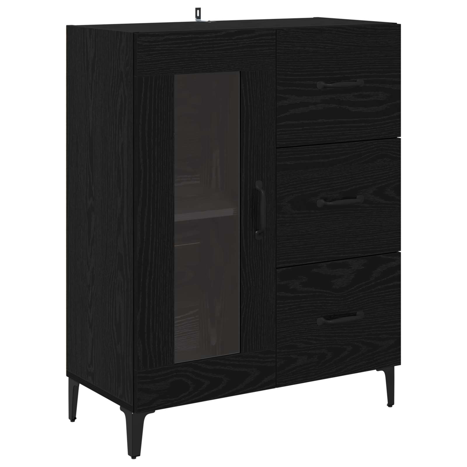vidaXL Sideboard mit Schubladen Schwarz Eichen-Optik 69,5 x 34 x 90 cm