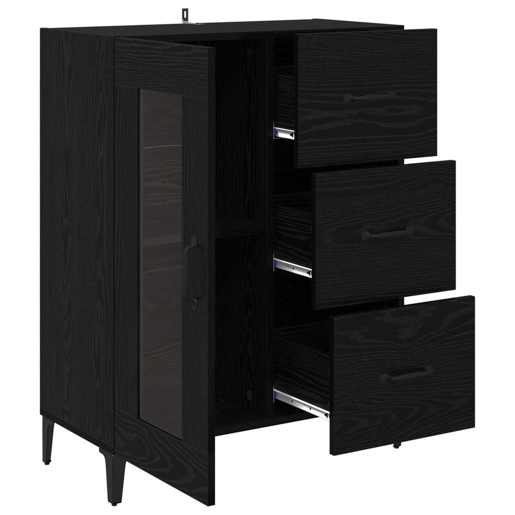 vidaXL Sideboard mit Schubladen Schwarz Eichen-Optik 69,5 x 34 x 90 cm