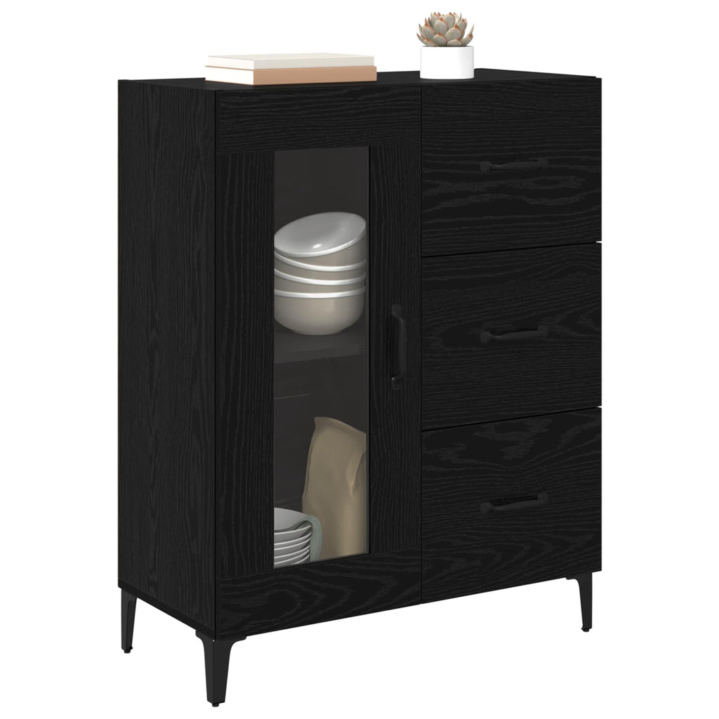 vidaXL Sideboard mit Schubladen Schwarz Eichen-Optik 69,5 x 34 x 90 cm
