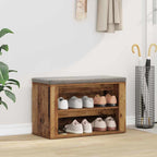 vidaXL Schuhregal mit Regal Altholz 75 x 35 x 45 cm Holzwerkstoff