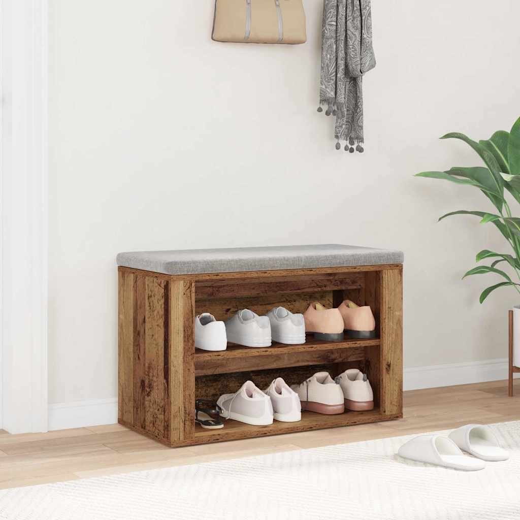vidaXL Schuhregal mit Regal Altholz 75 x 35 x 45 cm Holzwerkstoff