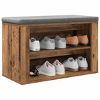 vidaXL Schuhregal mit Regal Altholz 75 x 35 x 45 cm Holzwerkstoff