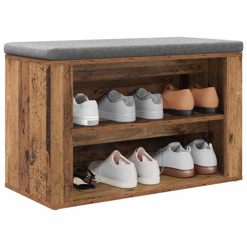 vidaXL Schuhregal mit Regal Altholz 75 x 35 x 45 cm Holzwerkstoff