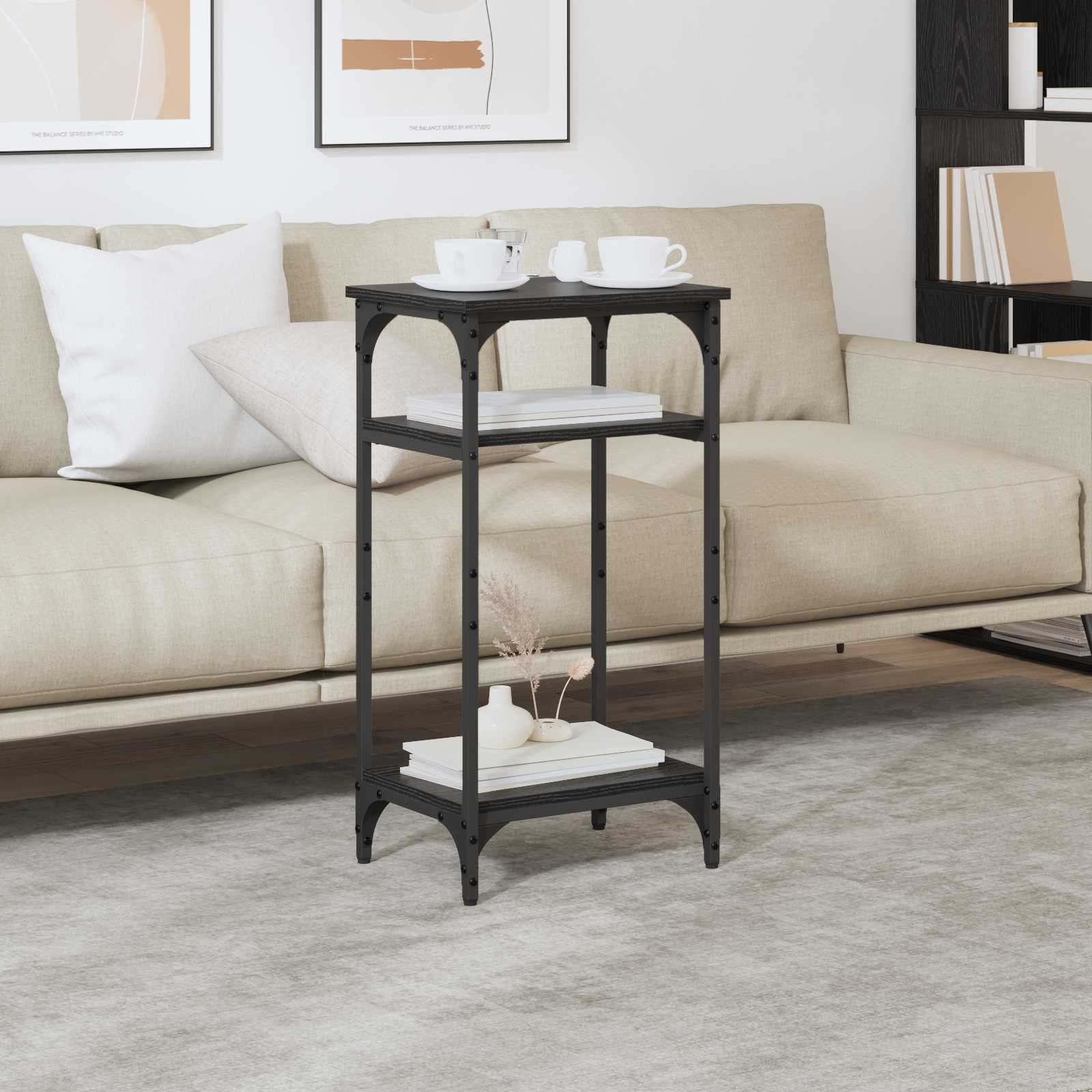 vidaXL Beistelltisch mit Regal Schwarz Eichen-Optik 40 x 30 x 75 cm
