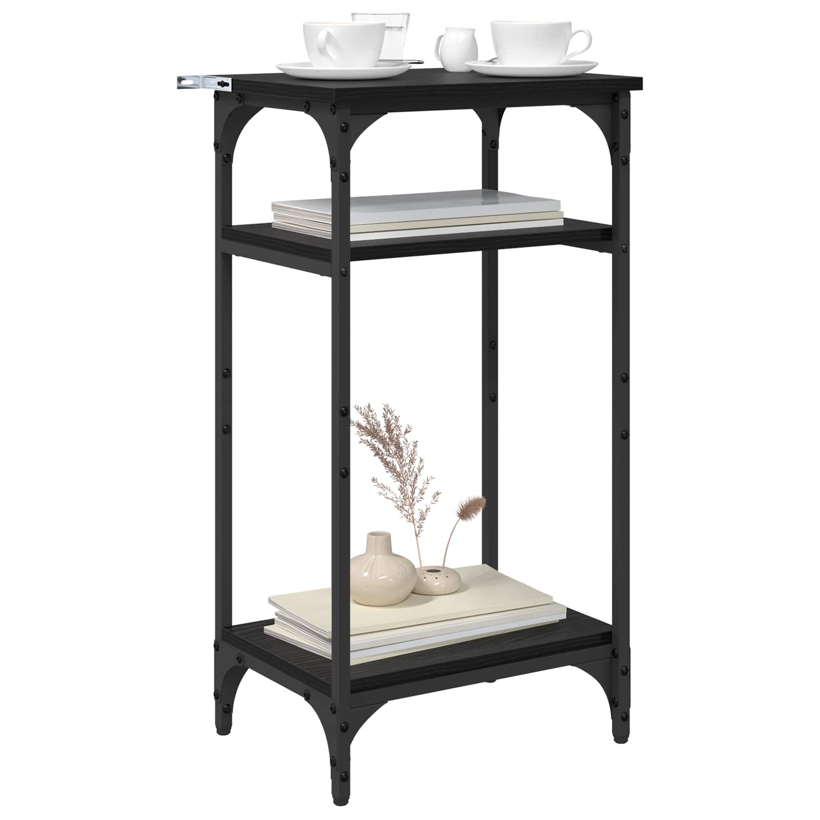 vidaXL Beistelltisch mit Regal Schwarz Eichen-Optik 40 x 30 x 75 cm