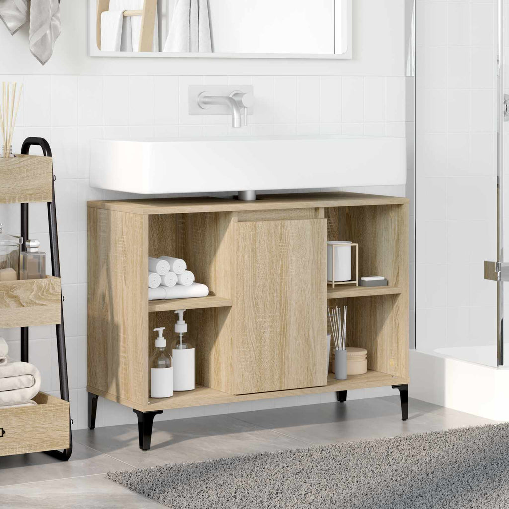 vidaXL Waschbeckenunterschrank mit Regal Sonoma-Eiche 80 x 33 x 60 cm