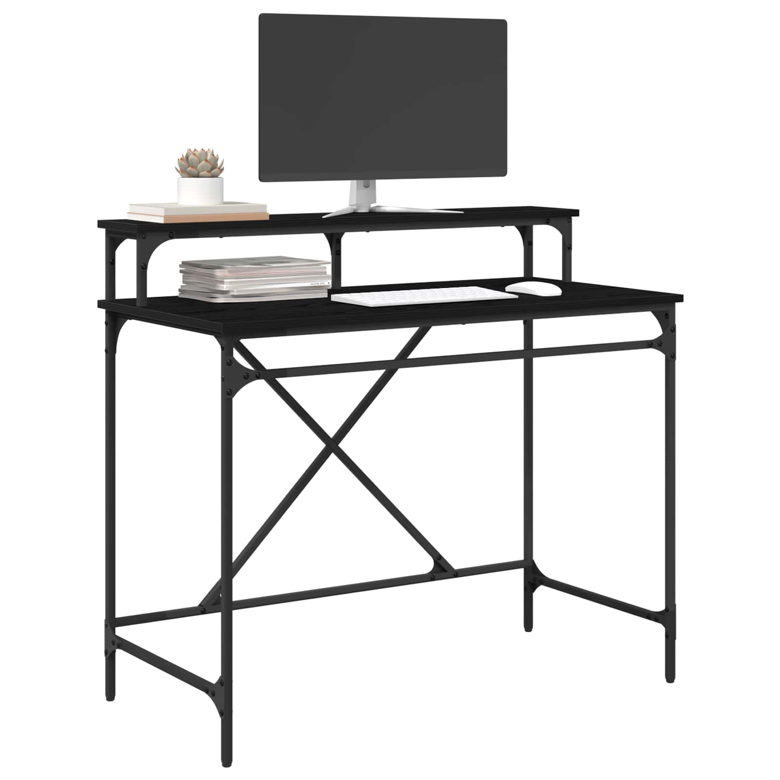 vidaXL Schreibtisch Schwarz Eichen-Optik 100 x 50 x 90 cm