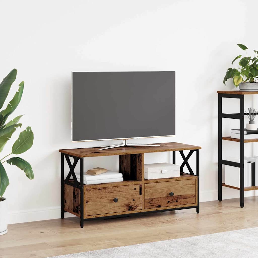vidaXL TV-Schränk Altholz 90 x 33 x 45 cm Ingenieure Holz und Stahl