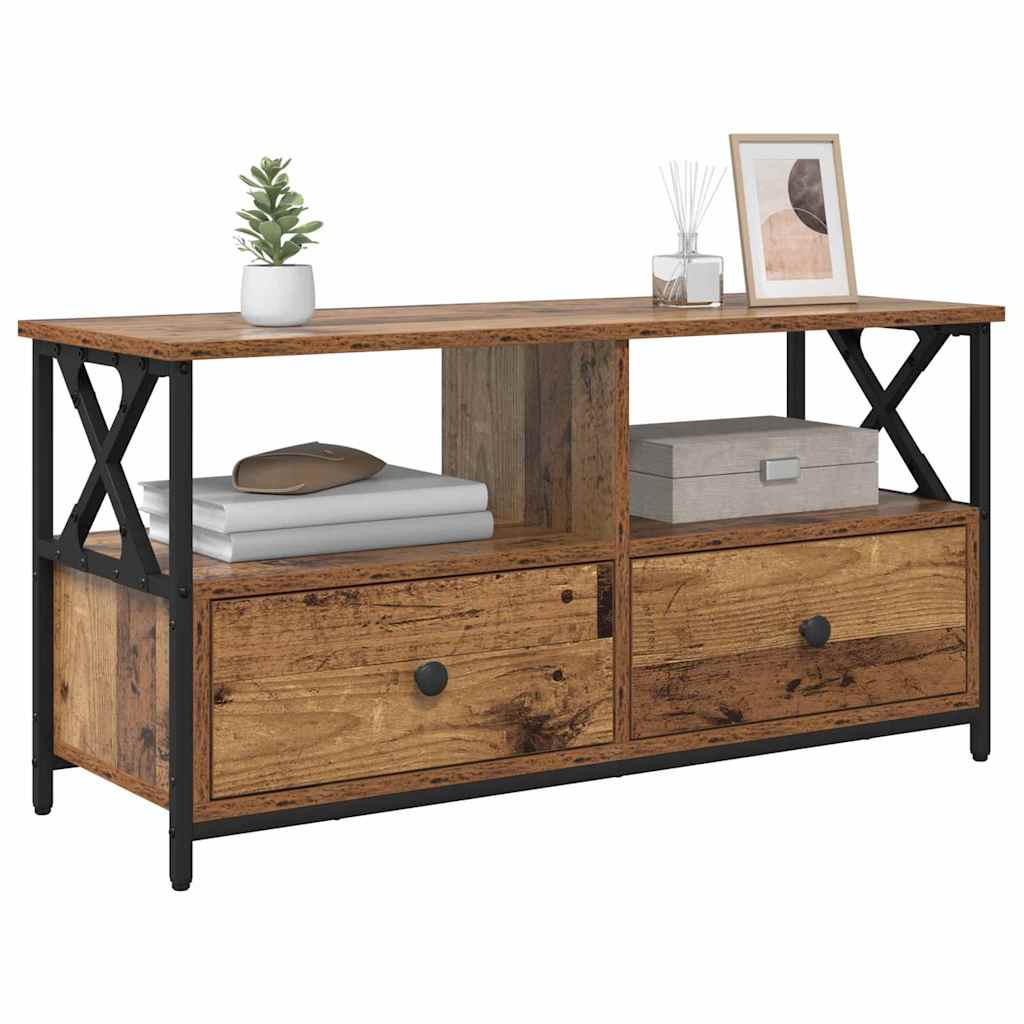 vidaXL TV-Schränk Altholz 90 x 33 x 45 cm Ingenieure Holz und Stahl