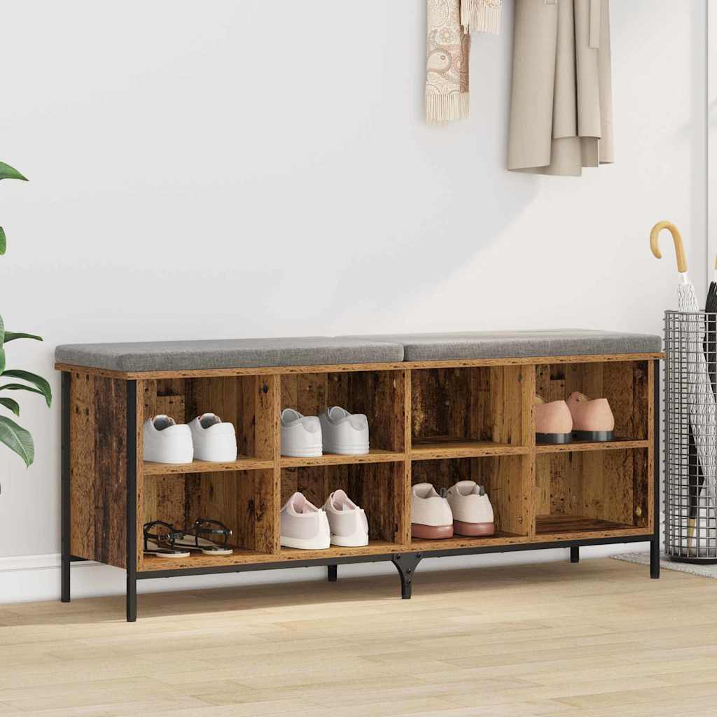 vidaXL Schuhschrank Altholz 131 x 35 x 50 cm Verbundholz und Eisen