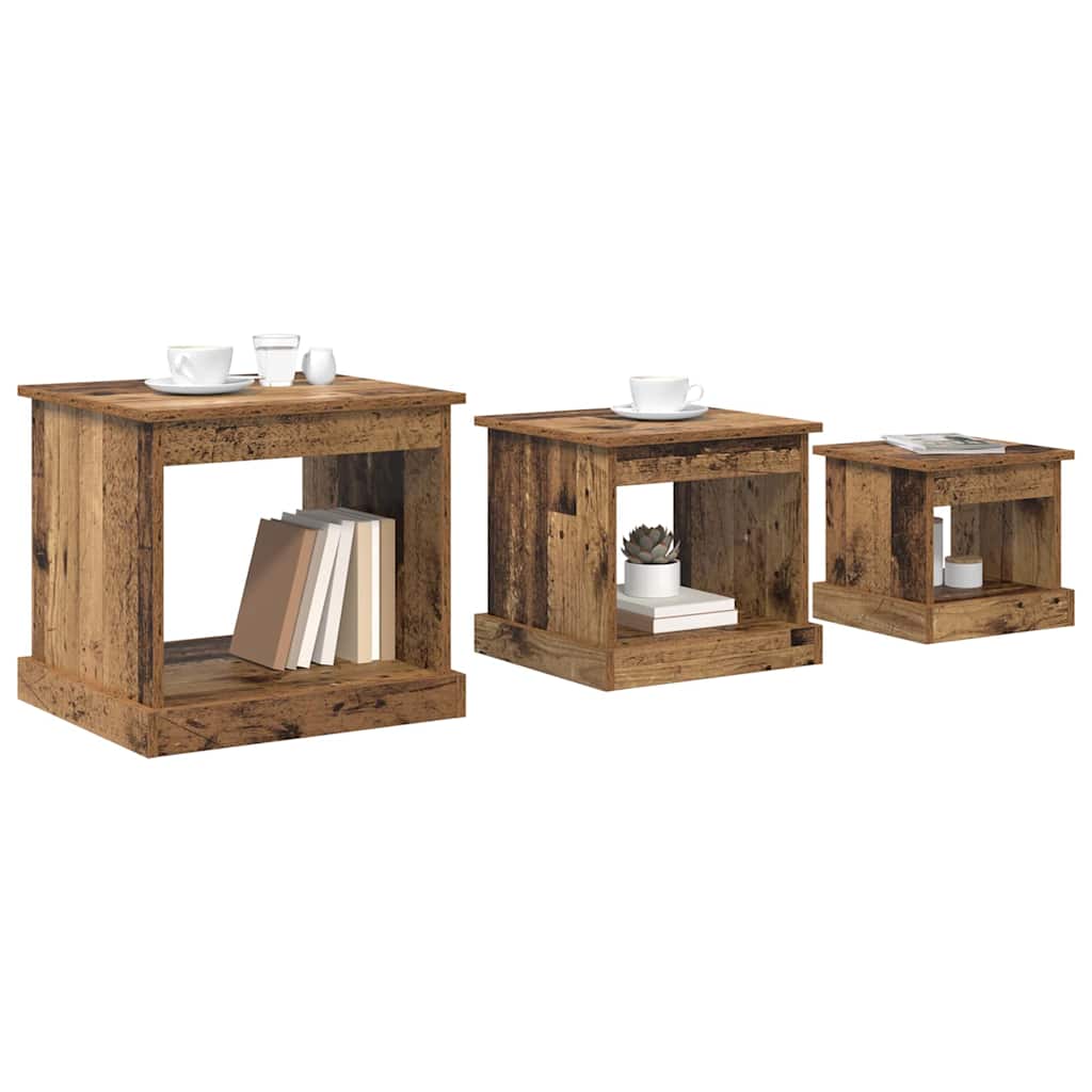 vidaXL Couchtisch 3 pcs Altholz Holzwerkstoff