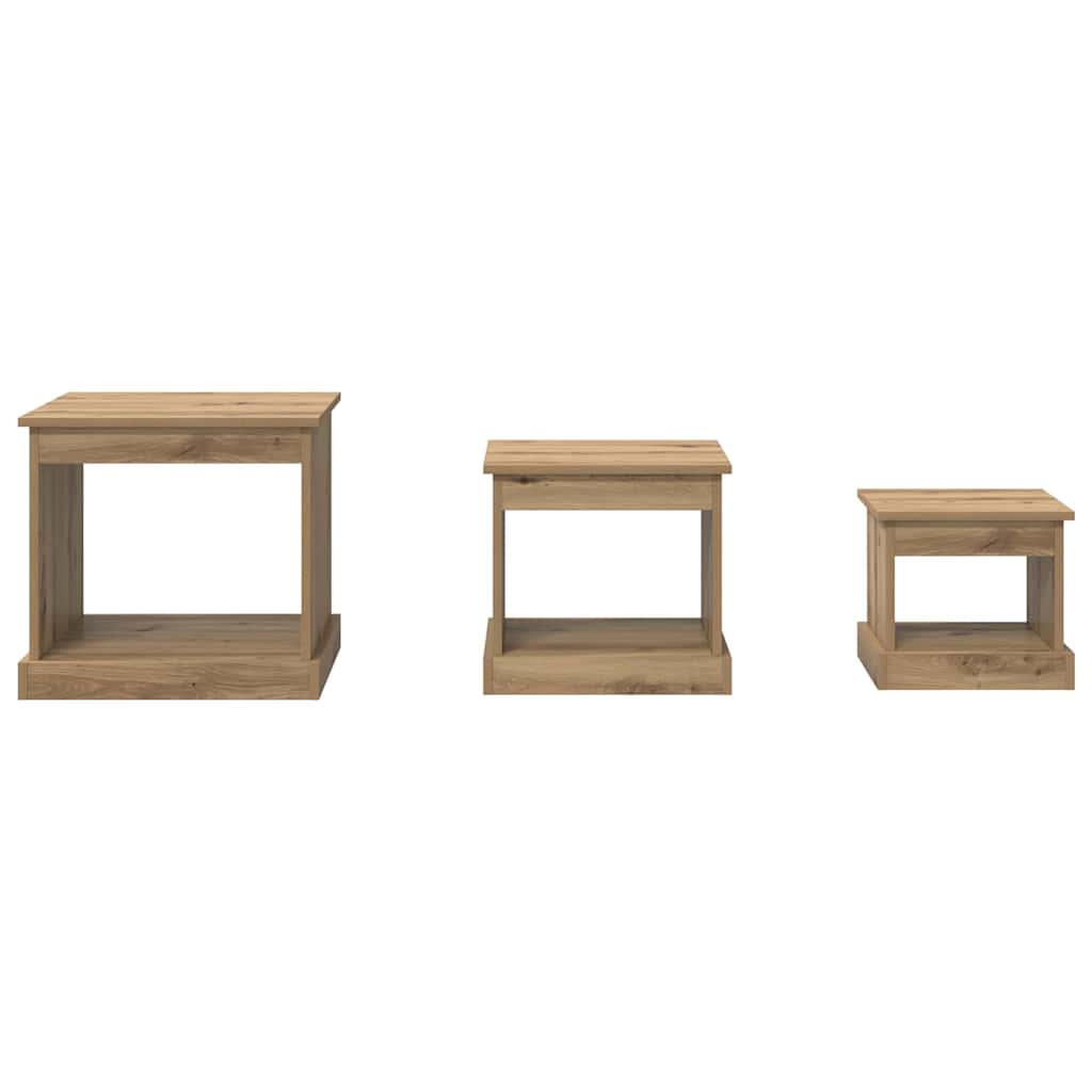 vidaXL Couchtisch 3 pcs Artisan-Eiche Holzwerkstoff