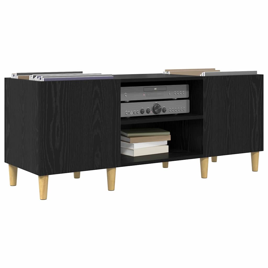 vidaXL Schallplattenschrank Schwarz Eichen-Optik 121 x 38 x 48 cm
