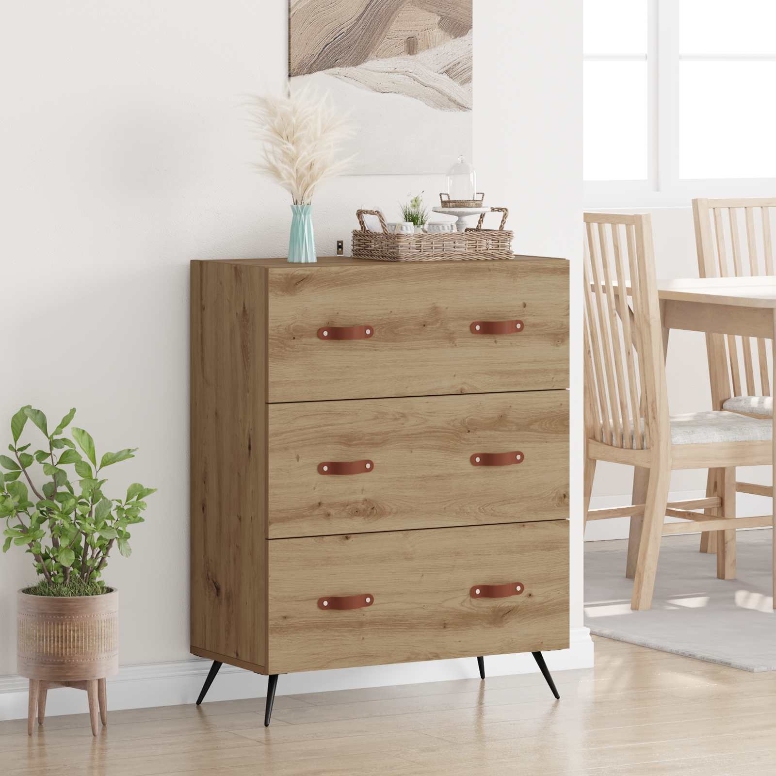 vidaXL Kommode Artisan-Eiche 69,5 x 34 x 90 cm Holzwerkstoff