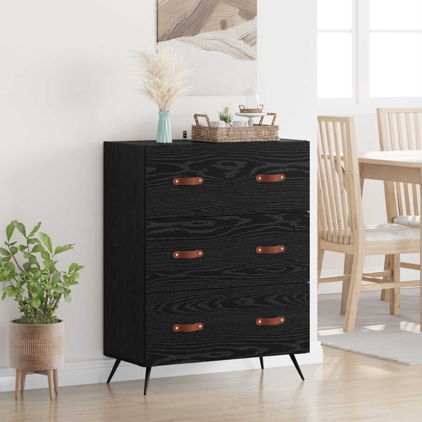 vidaXL Kommode Schwarze Eiche 69,5 x 34 x 90 cm Holzwerkstoff