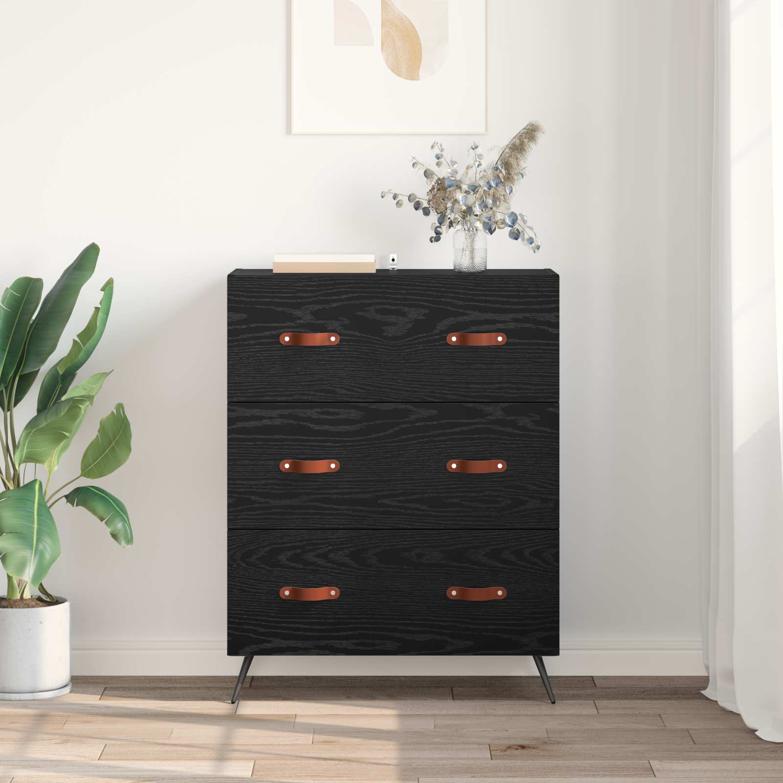vidaXL Kommode Schwarze Eiche 69,5 x 34 x 90 cm Holzwerkstoff