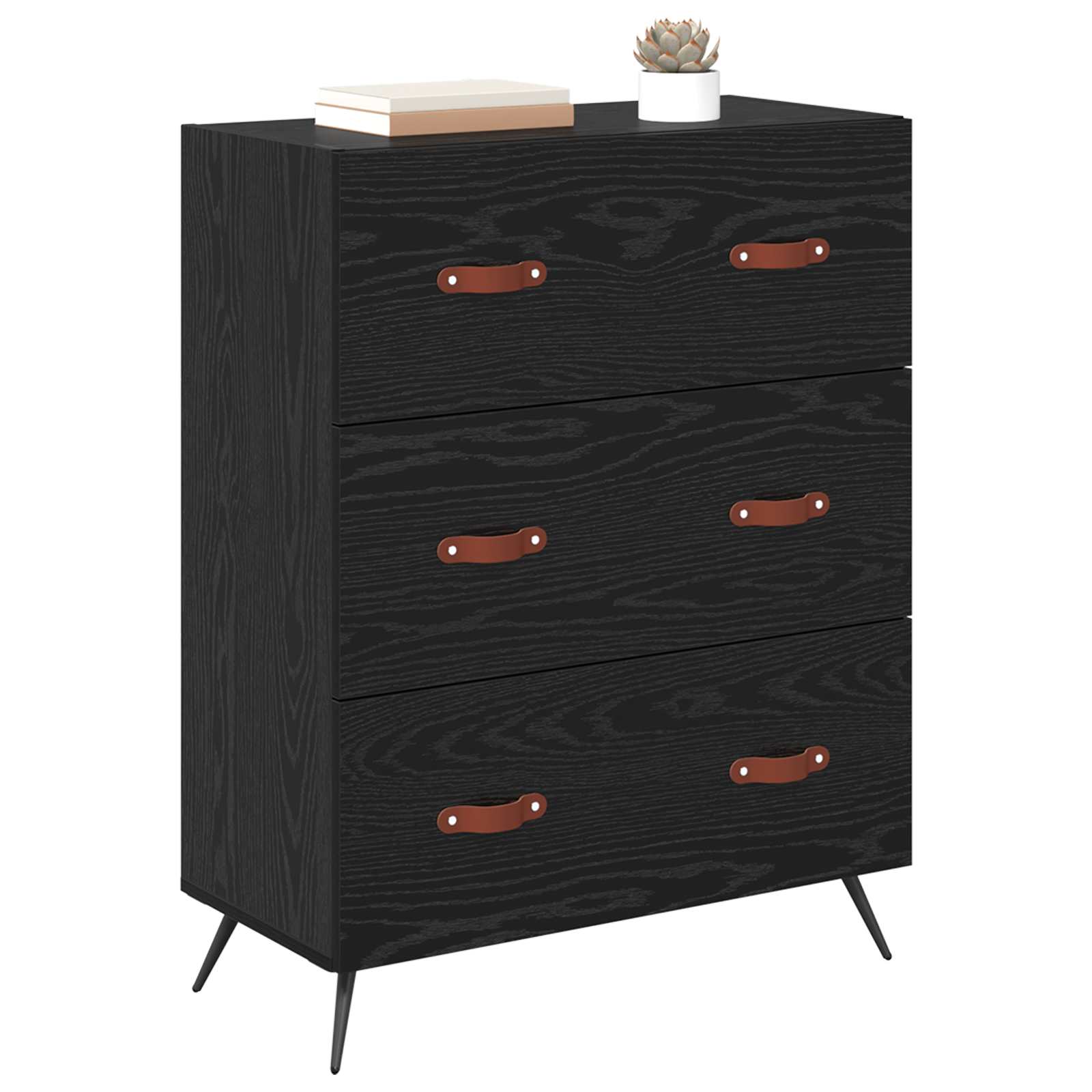 vidaXL Kommode Schwarze Eiche 69,5 x 34 x 90 cm Holzwerkstoff