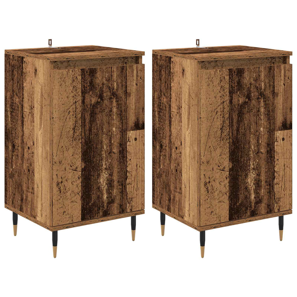 vidaXL Sideboard 2 pcs Altholz 40 x 35 x 70 cm Verbundholz und Eisen