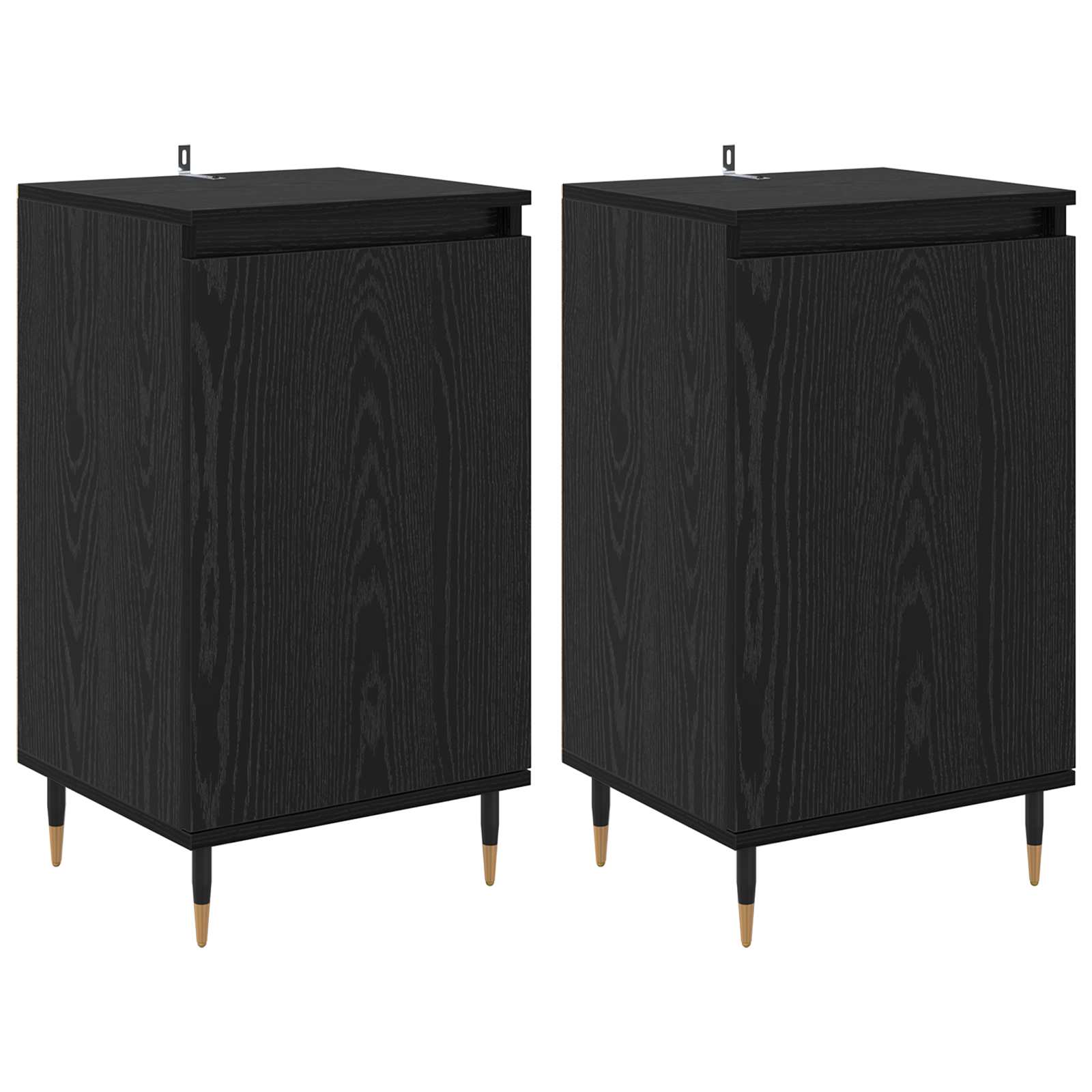 vidaXL Sideboard 2 pcs Schwarz Eichen-Optik 40 x 35 x 70 cm