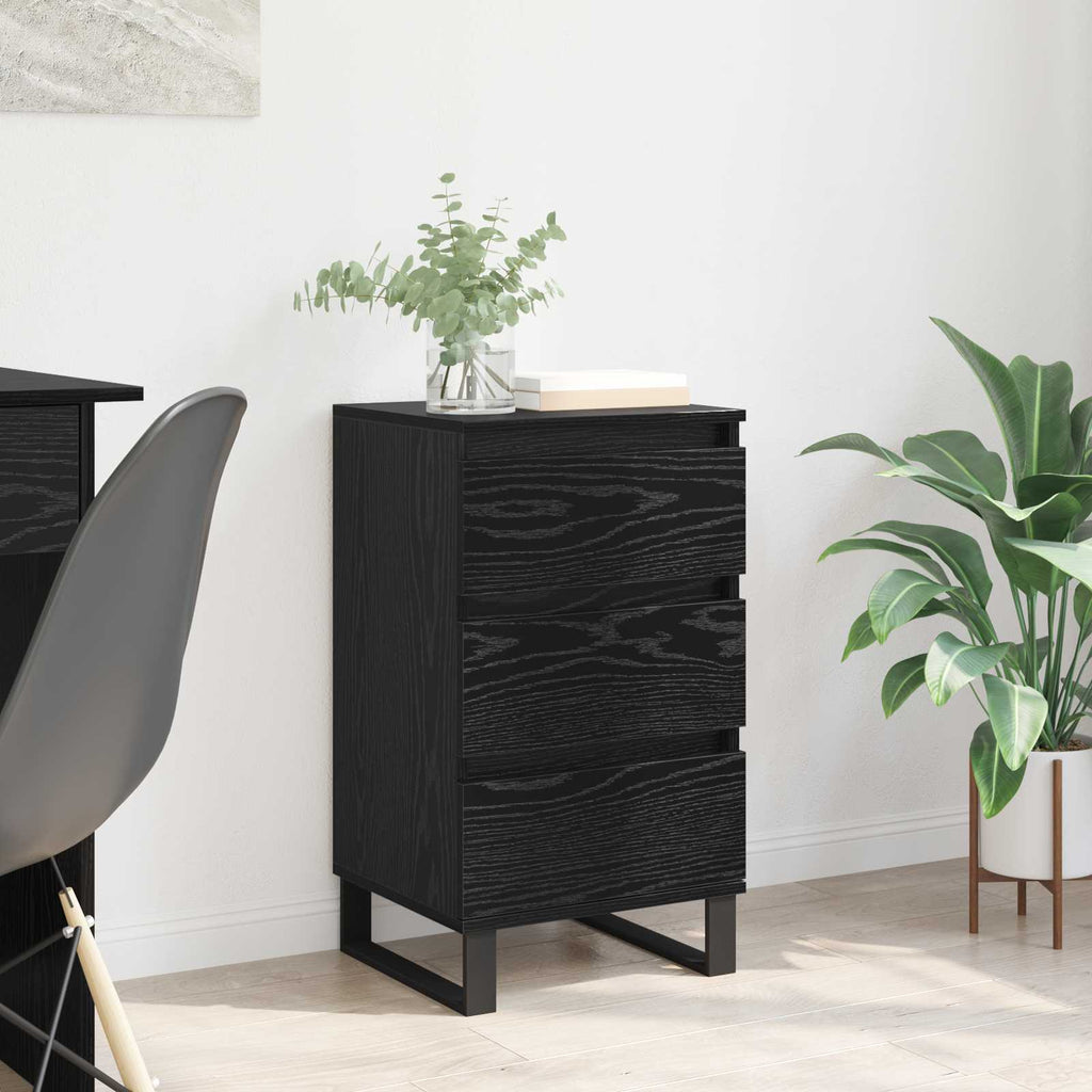 vidaXL Sideboard mit Schubladen Schwarz Eichen-Optik Holzwerkstoff