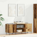 vidaXL Schallplattenschrank mit Regal mit Tür Altholz 121 x 38 x 48 cm