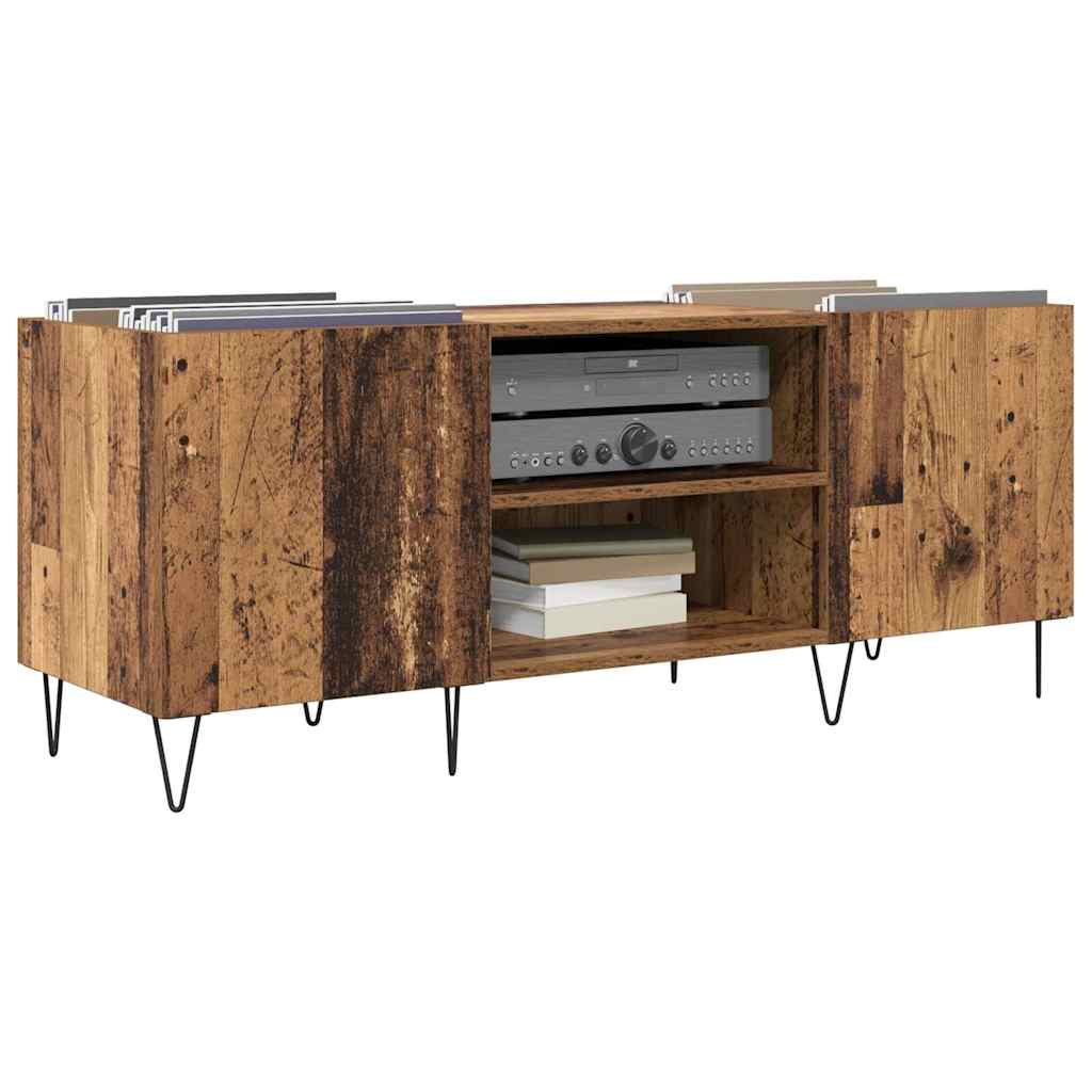 vidaXL Schallplattenschrank mit Regal mit Tür Altholz 121 x 38 x 48 cm