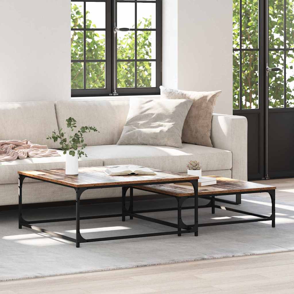 vidaXL Couchtisch 2 pcs Altholz Holzwerkstoff