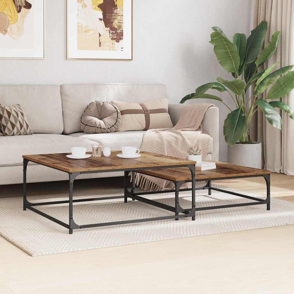 vidaXL Couchtisch 2 pcs Altholz Holzwerkstoff