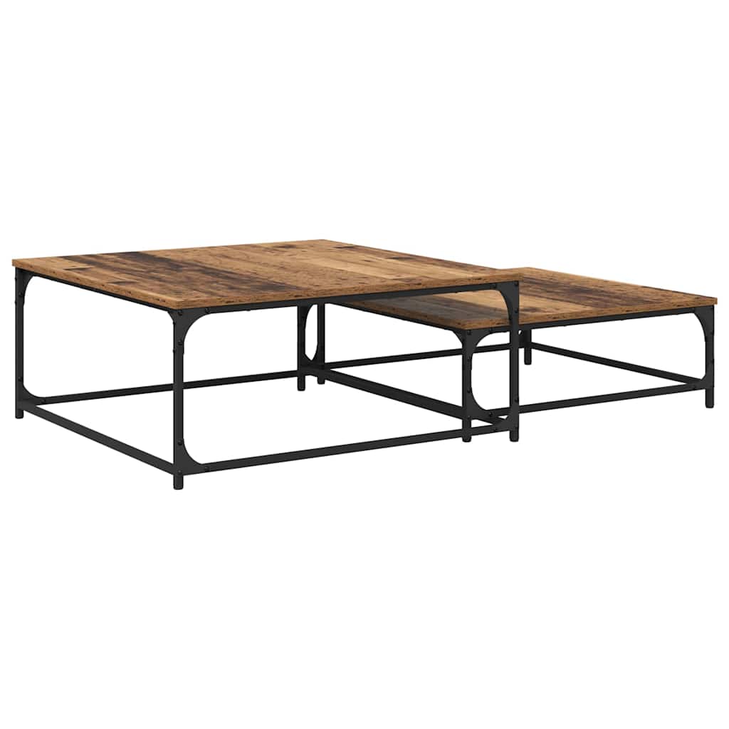 vidaXL Couchtisch 2 pcs Altholz Holzwerkstoff