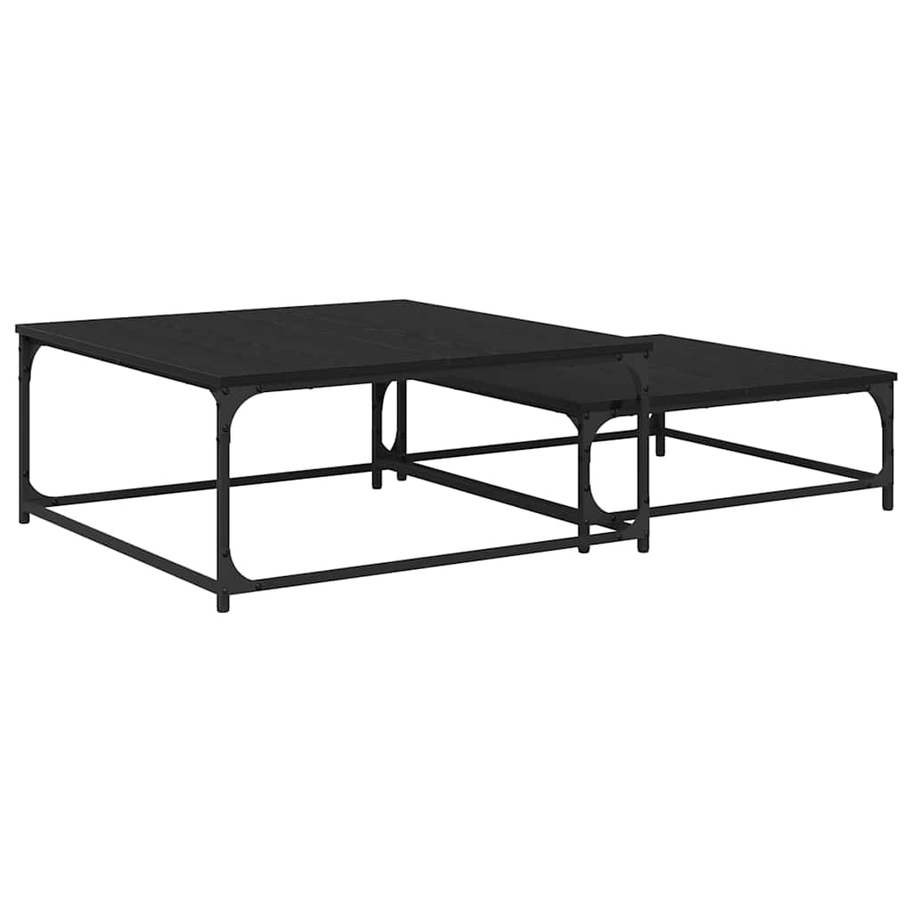 vidaXL Couchtisch 2 pcs Schwarz Eichen-Optik Holzwerkstoff