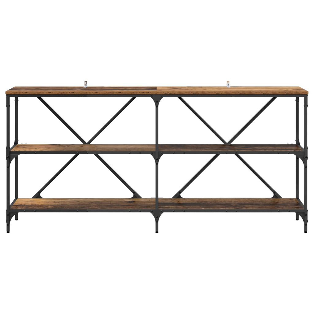 vidaXL Konsolentisch mit Regal Altholz 160 x 30 x 75 cm Holzwerkstoff