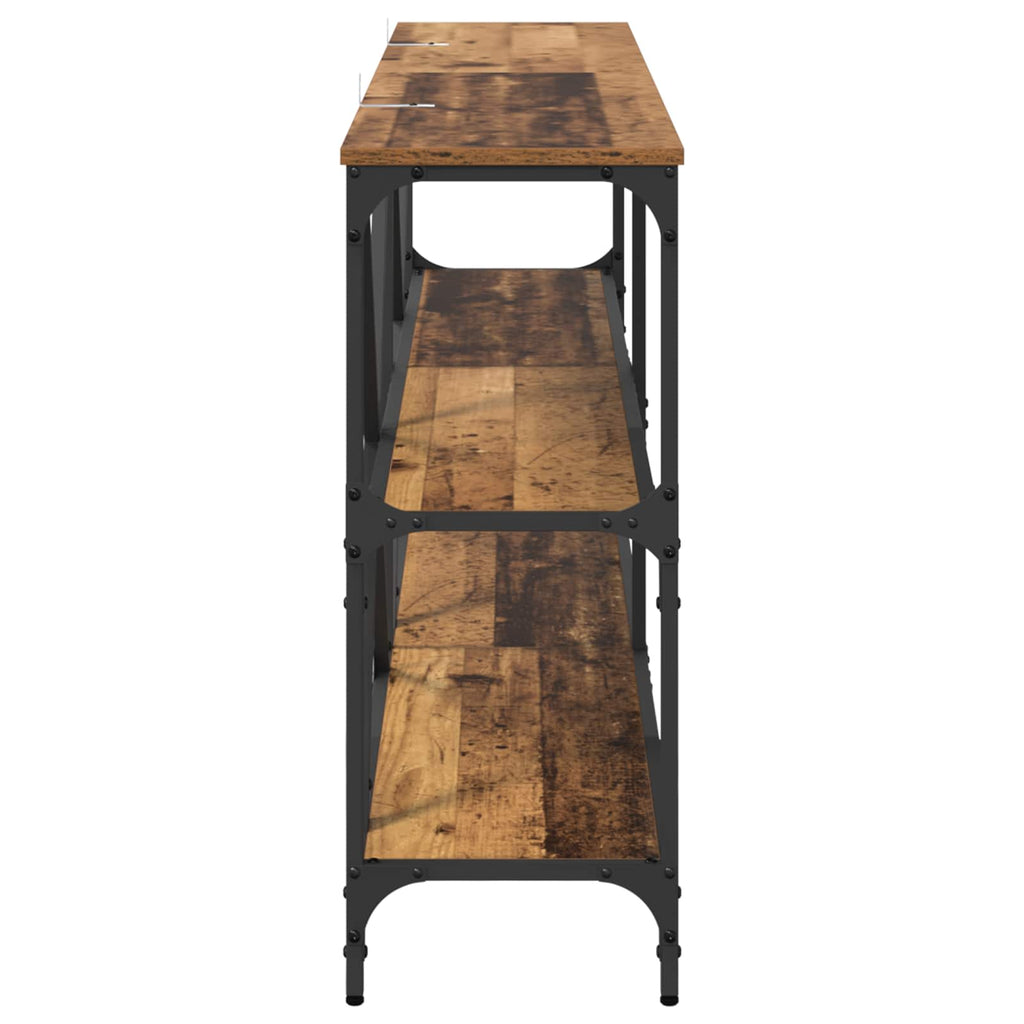 vidaXL Konsolentisch mit Regal Altholz 160 x 30 x 75 cm Holzwerkstoff