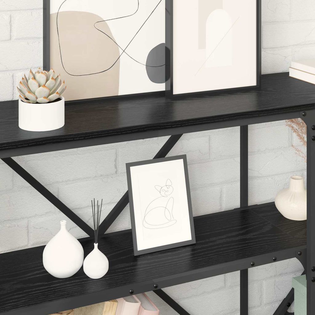 vidaXL Konsolentisch mit Regal Schwarz Eichen-Optik 160 x 30 x 75 cm