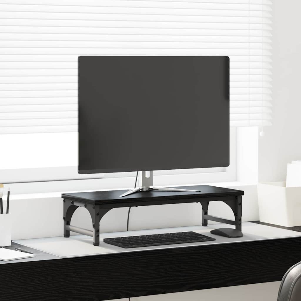 vidaXL Monitor Halterung Schwarz Eichen-Optik 55 x 23 x 14 cm
