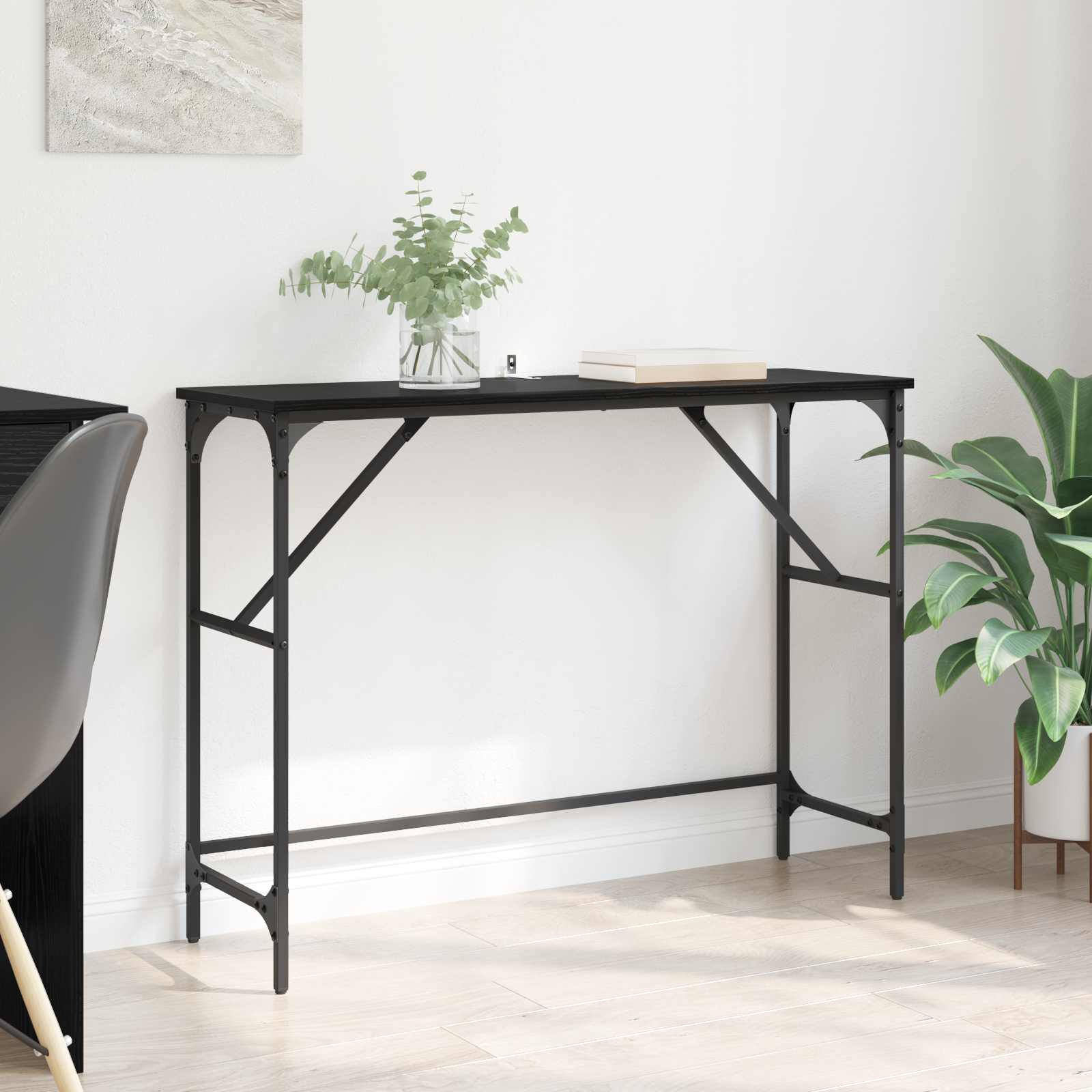 vidaXL Konsolentisch Schwarz Eichen-Optik 100 x 32 x 75 cm