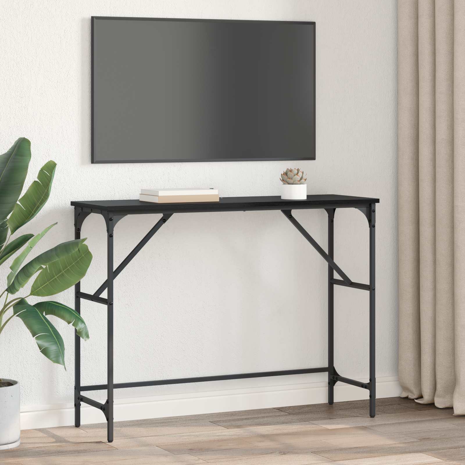 vidaXL Konsolentisch Schwarz Eichen-Optik 100 x 32 x 75 cm
