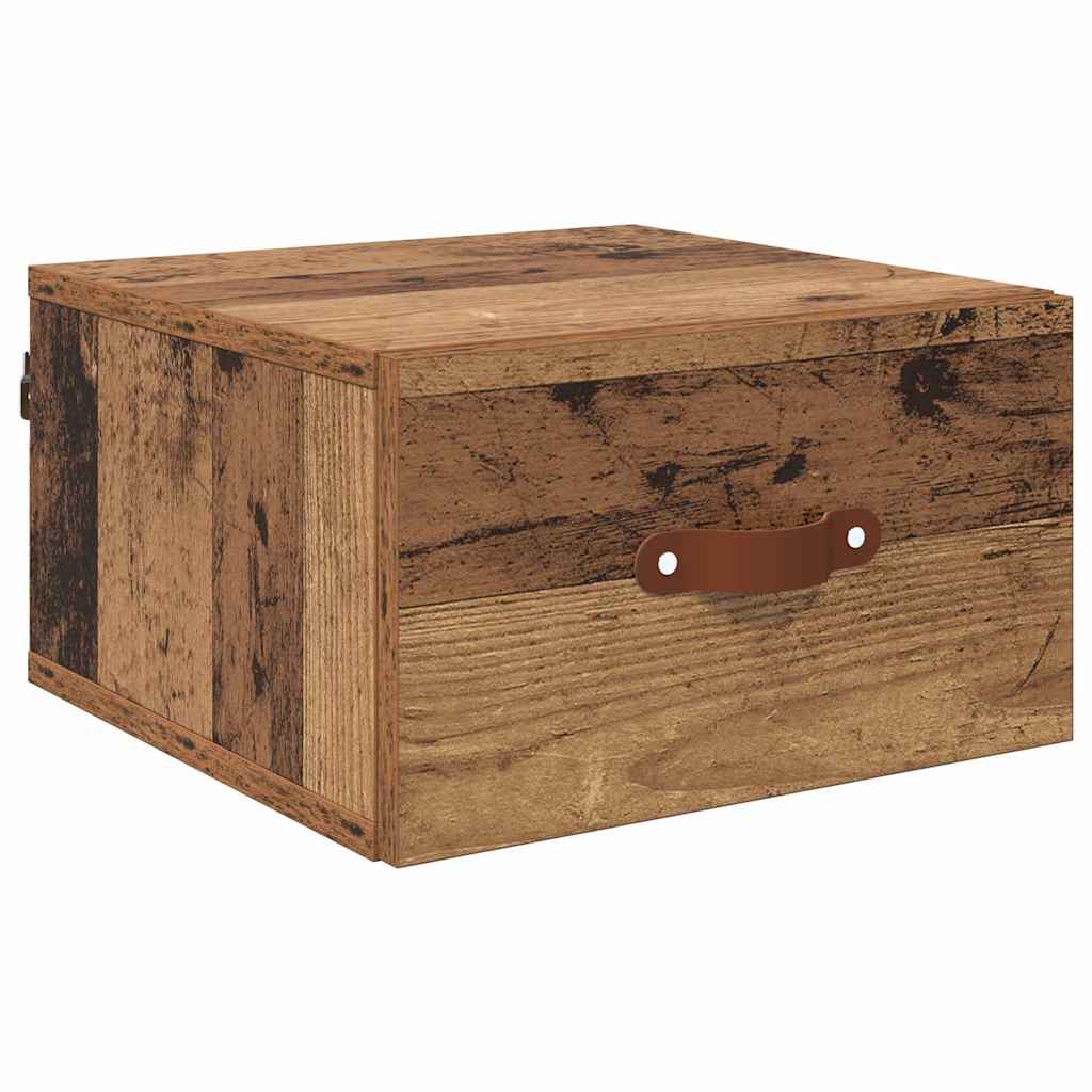 vidaXL Wandmontiertes Nachttischchen Altholz 35 x 35 x 20 cm