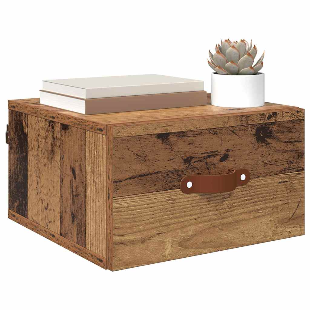 vidaXL Wandmontiertes Nachttischchen Altholz 35 x 35 x 20 cm