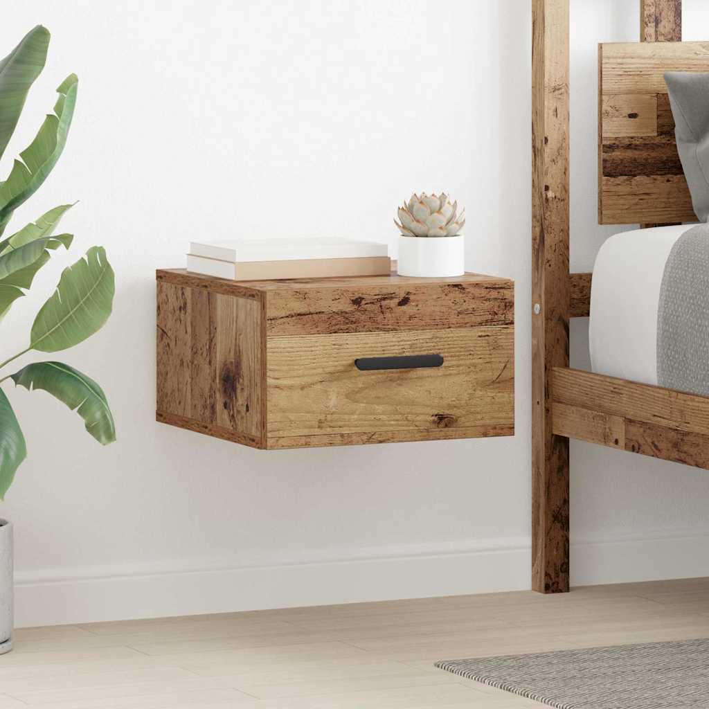 vidaXL Nachttisch Wandmontiert Altholz 35 x 35 x 20 cm Holzwerkstoff