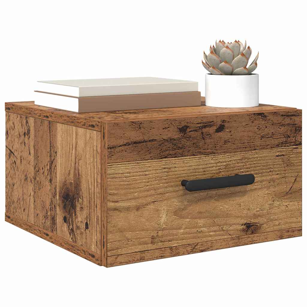 vidaXL Nachttisch Wandmontiert Altholz 35 x 35 x 20 cm Holzwerkstoff