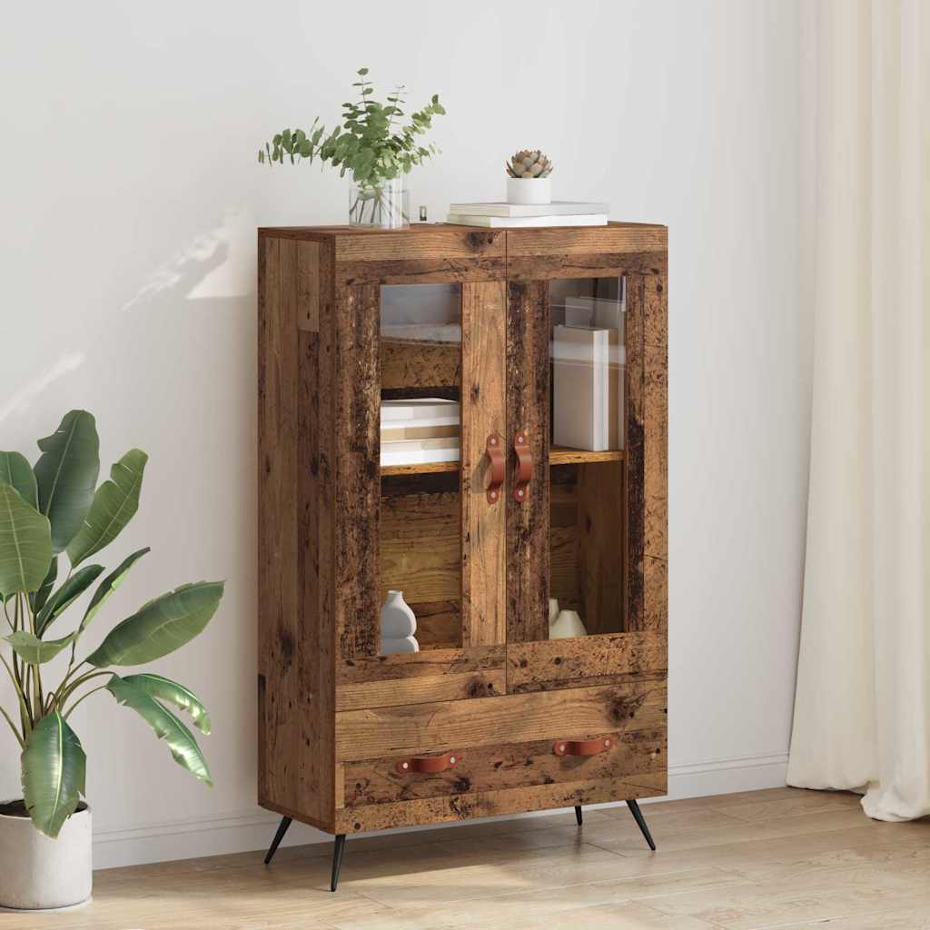 vidaXL Highboard Altholz 69,5 x 31 x 115 cm Engineered Wood und Glas