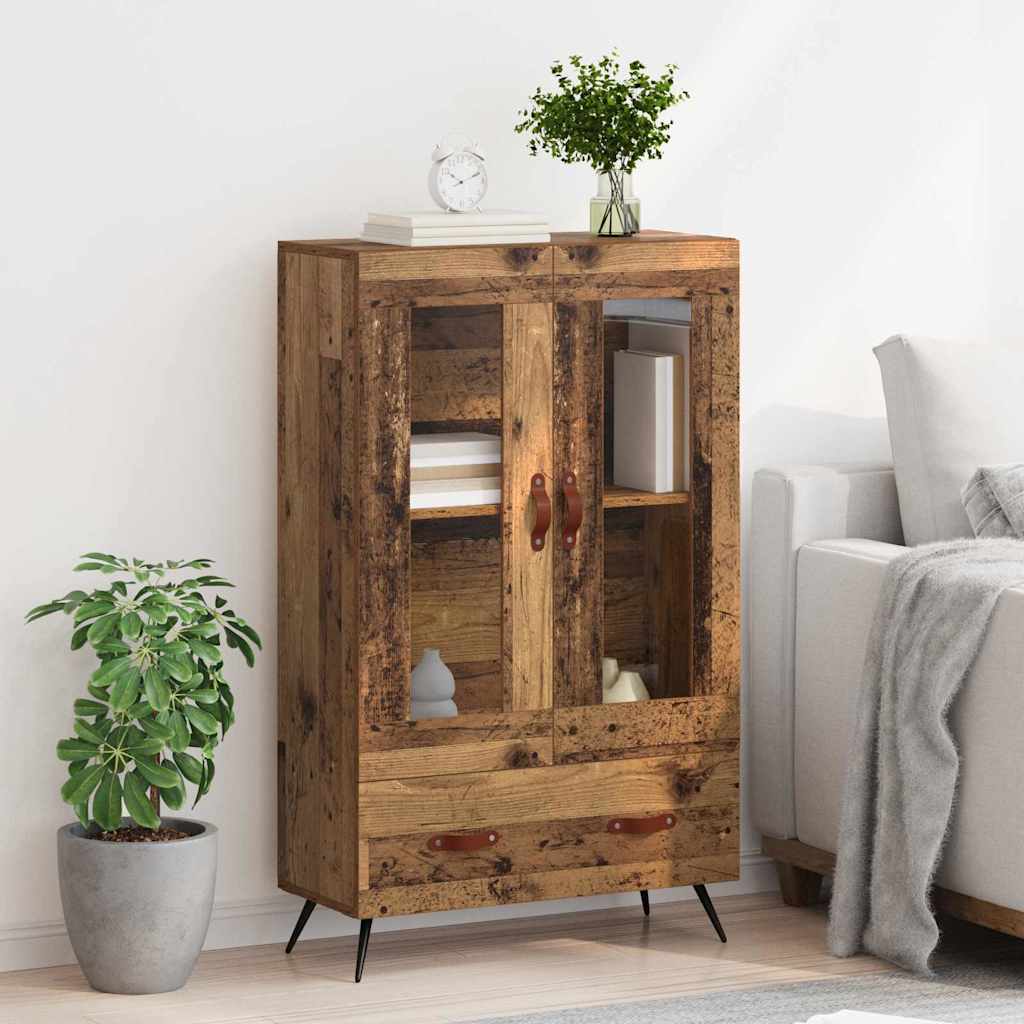 vidaXL Highboard Altholz 69,5 x 31 x 115 cm Engineered Wood und Glas