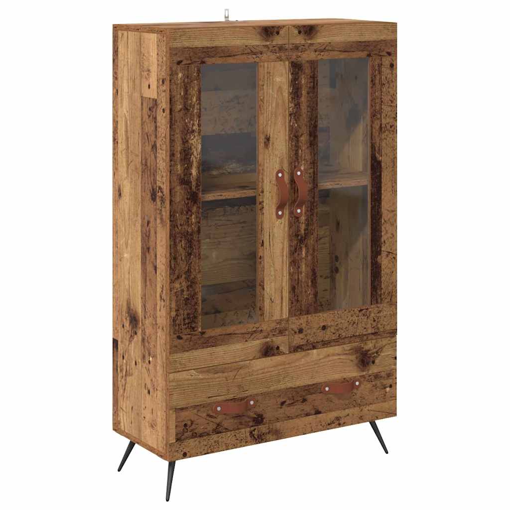 vidaXL Highboard Altholz 69,5 x 31 x 115 cm Engineered Wood und Glas